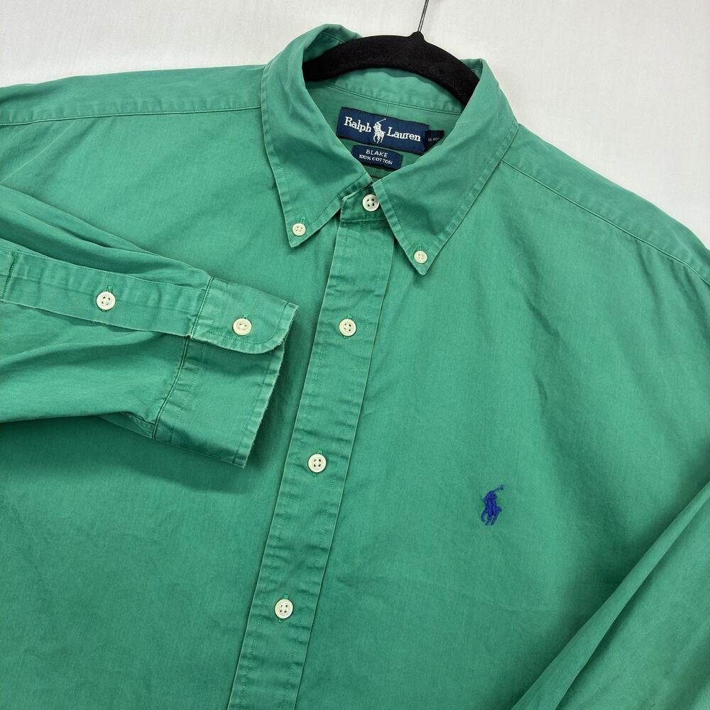 Vintage Ralph Lauren Blake Shirt Men’s XL Green Button Up Cotton Pony Classic